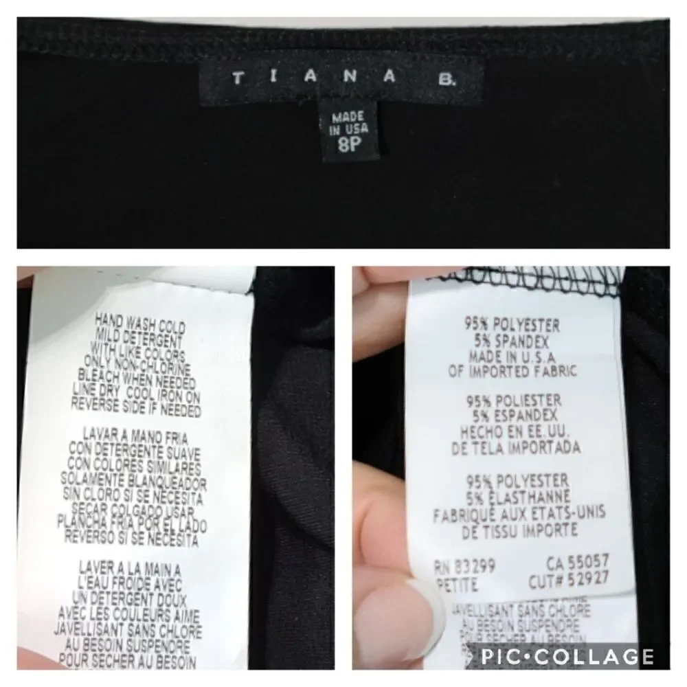 Tiana B. Jewel Embellished Black Shift Dress Crew Neck Long Sleeve Women Size 8P - Picture 12 of 12